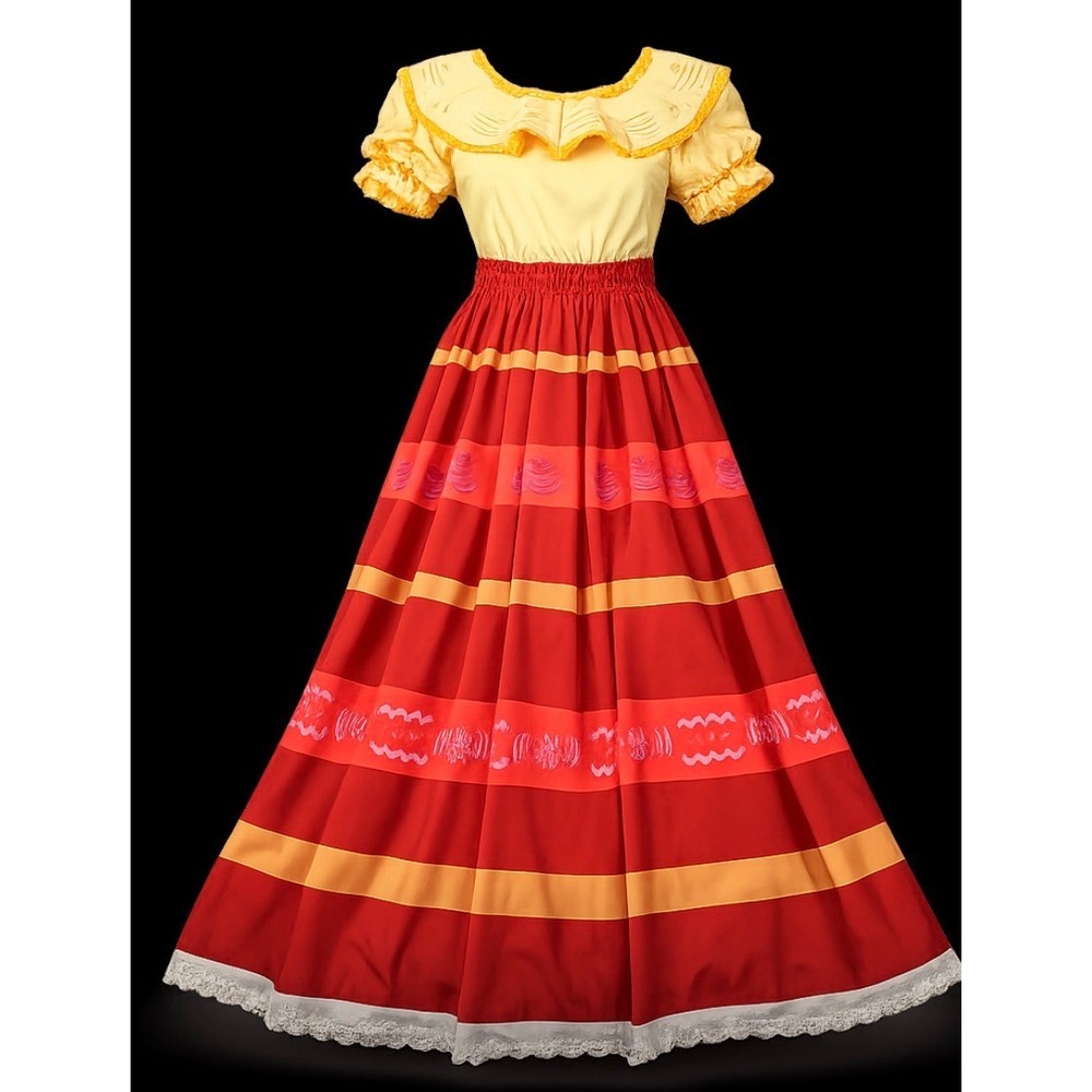 Disney Encanto Dolores Madrigal Halloween Costume Dress Girls Size 13 Yellow Red